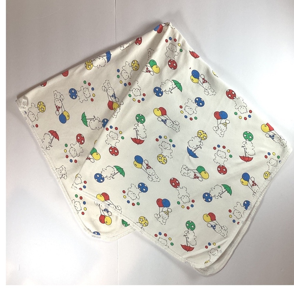 Carter's Receiving Blanket OS White Circus Bear 90's Good condition